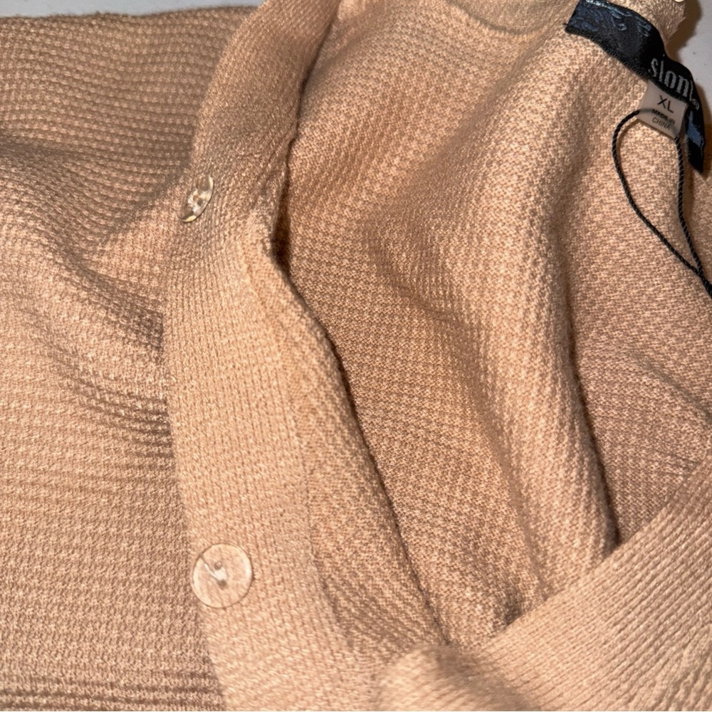 Sioni Women Cardigan Sweater Women Sz XL Beige‎ Pearl Buttons New NWT - Picture 11 of 12